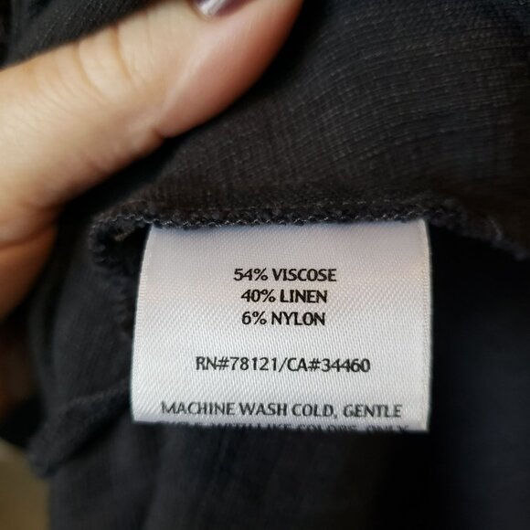 Eileen Fisher Petite Linen Viscose Black Gray Button Down Top Blouse Petite S PS - Picture 10 of 11